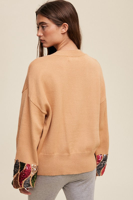 Suéter Champagne Wishes &amp; Besos de lentejuelas