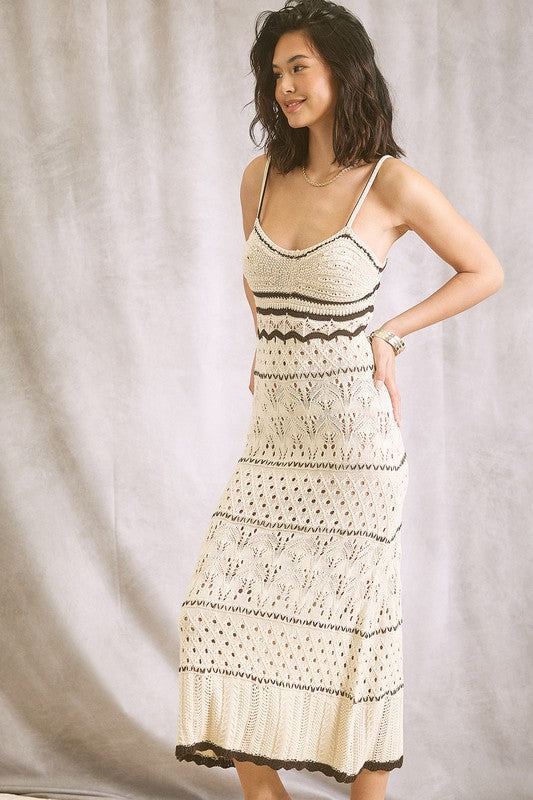 Warm Taupe Crochet Dress