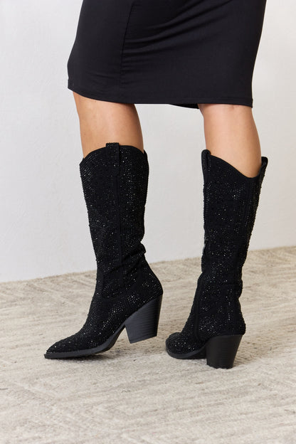 Rhinestone Knee High Cowboy Boots