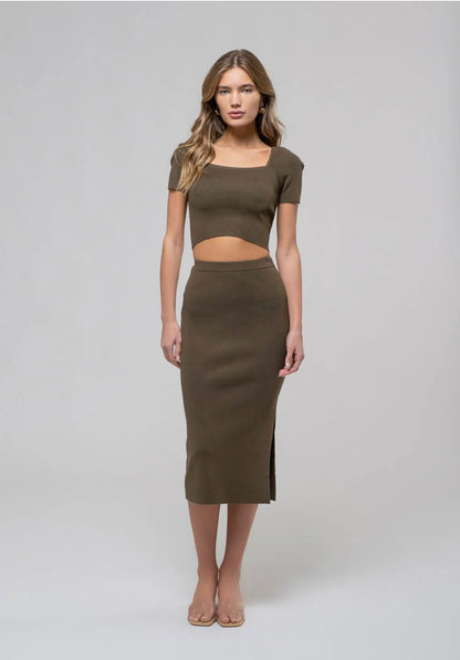 Sage Serenity Midi Skirt