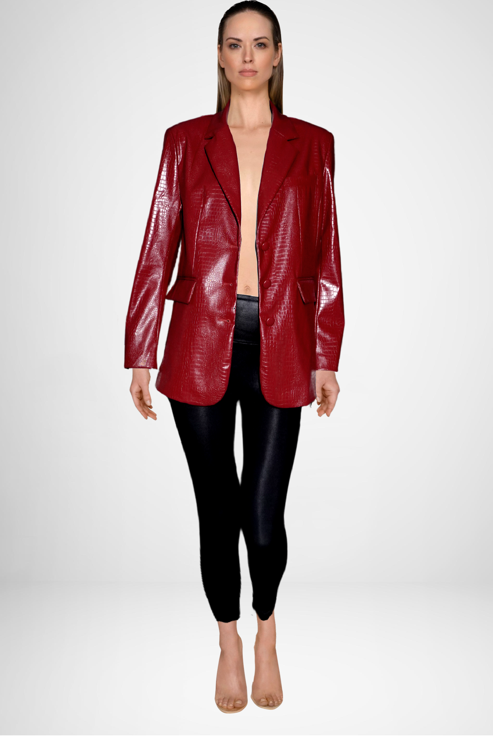 Croc Embossed Leather Blazer