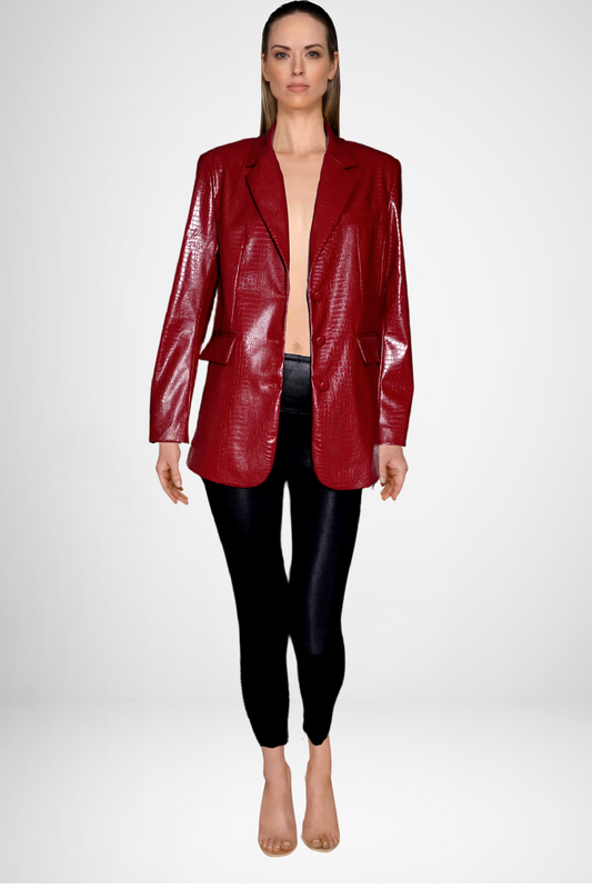 Croc Embossed Leather Blazer