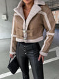 Collared Buckle Detail Jacket with faux fur