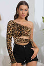 Leopard Roar One-Shoulder Top