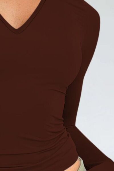 Camiseta de manga larga con cuello en V