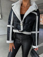 Collared Buckle Detail Jacket with faux fur